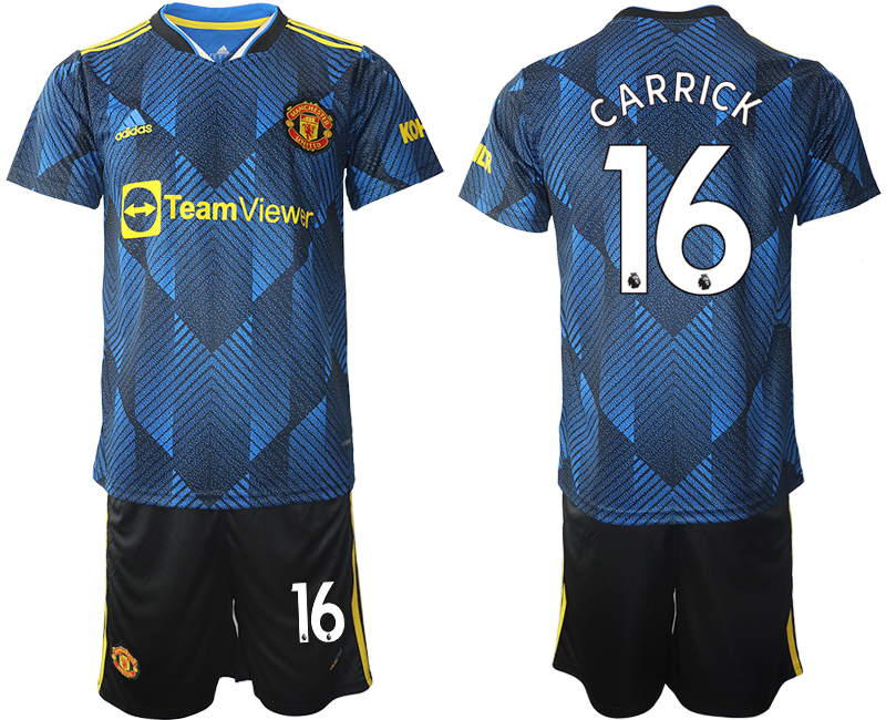 Men 2021-2022 Club Manchester United Second away blue #16 Soccer Jersey